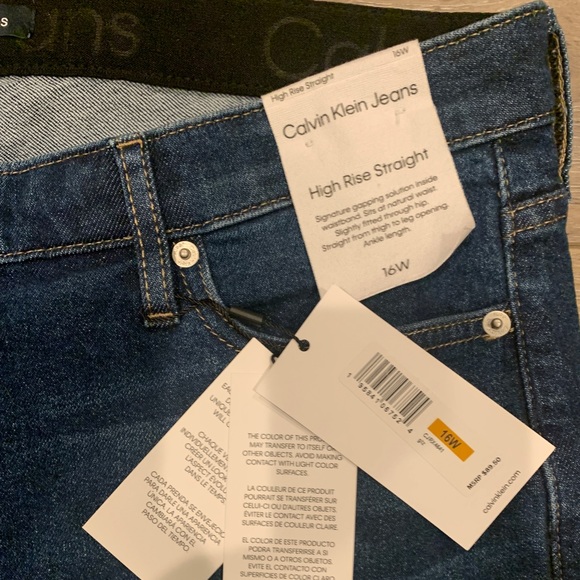 PR: Distressed Calvin Klein High Rise Straight Jeans With Raw Hem Dark - Picture 13 of 14